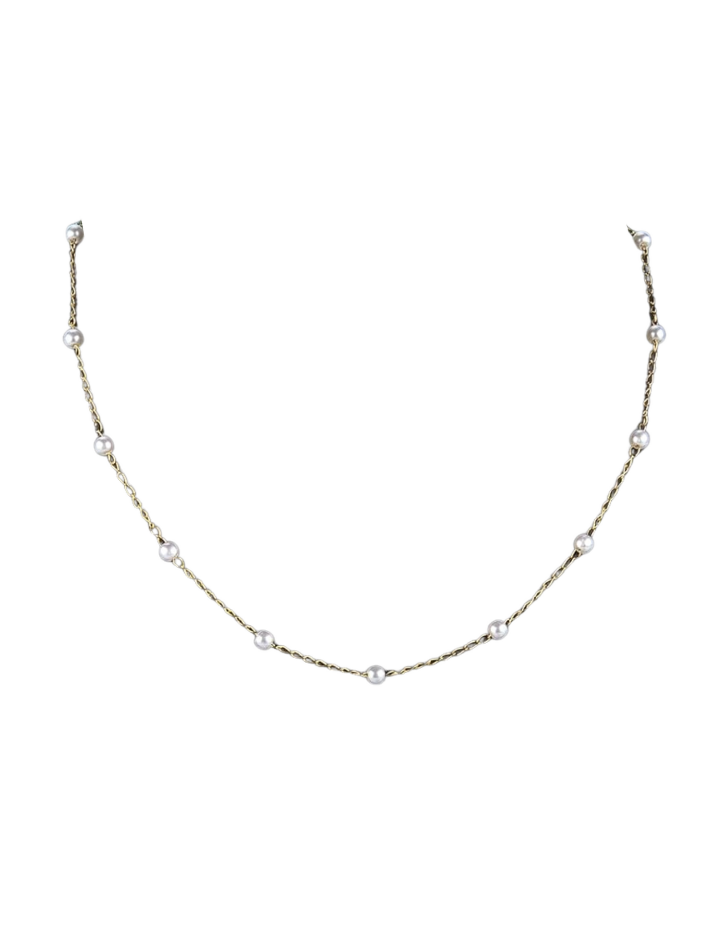 Pearls Spaced on Dainty Gold Plated Cable Chain