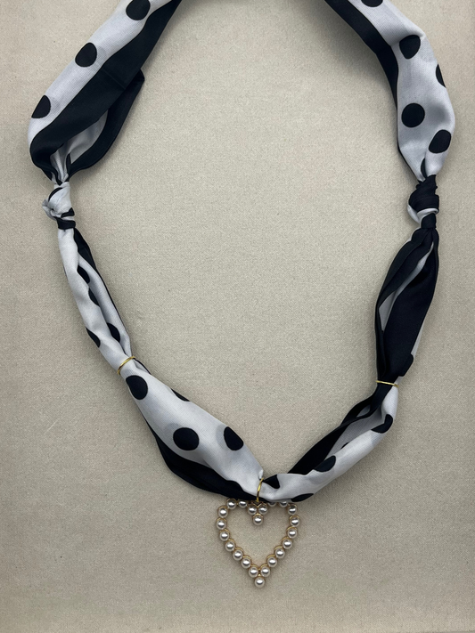 Pearl Heart Scarf Charm Necklace