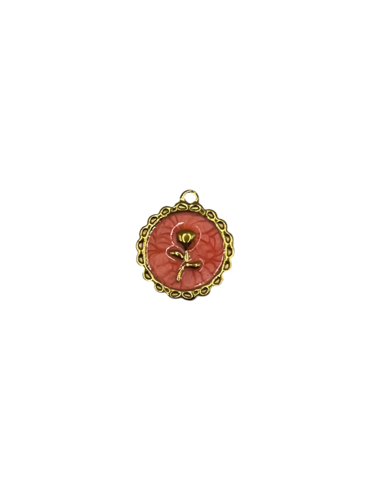Coral Enamel Flower